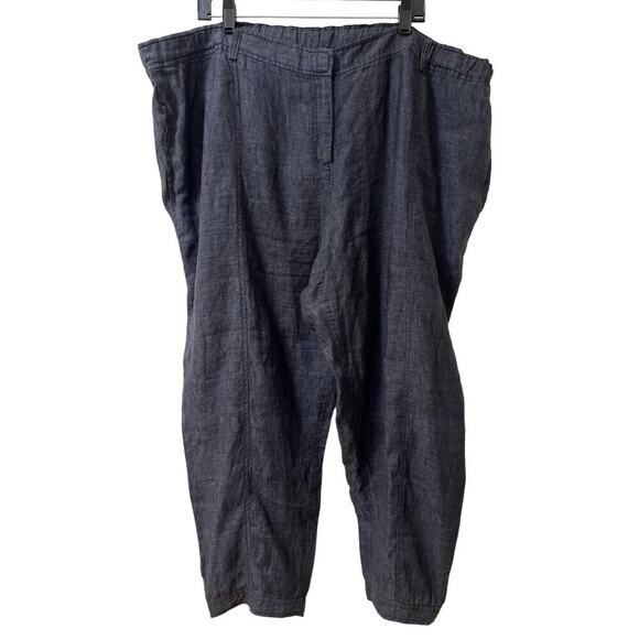 Eileen Fisher Organic Linen Easy Ankle Pants Size 3X Denim Blue Coastal NWT - Picture 1 of 8